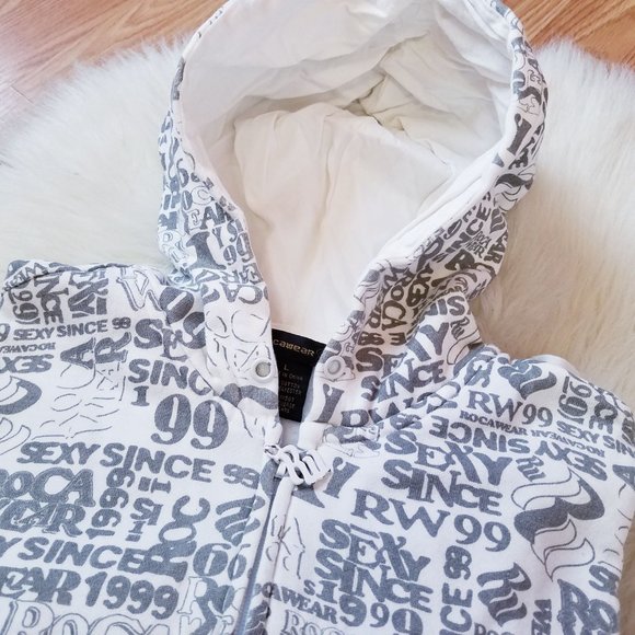 Rocawear White & Grey Printed Zip Up Hoodie - Picture 6 of 8